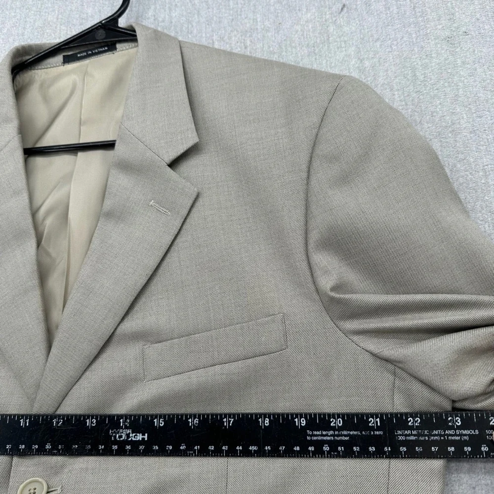 Alfani Blazer Mens 42L Beige Silk Wool Blend 3 Button Tailored Sport Coat